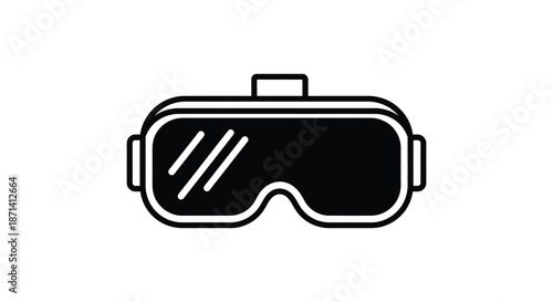 A simple black and white line drawing of virtual reality goggles a modern tech device