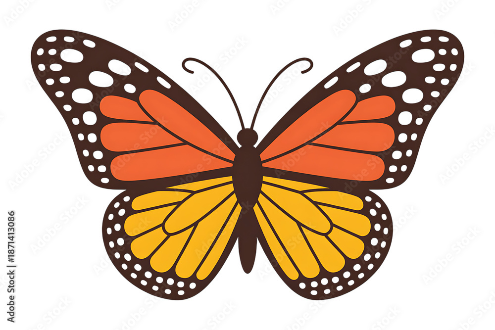 Fototapeta premium Butterfly illustration with orange and yellow wings