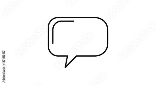 Simple black and white illustration of a blank speech bubble on a plain white background
