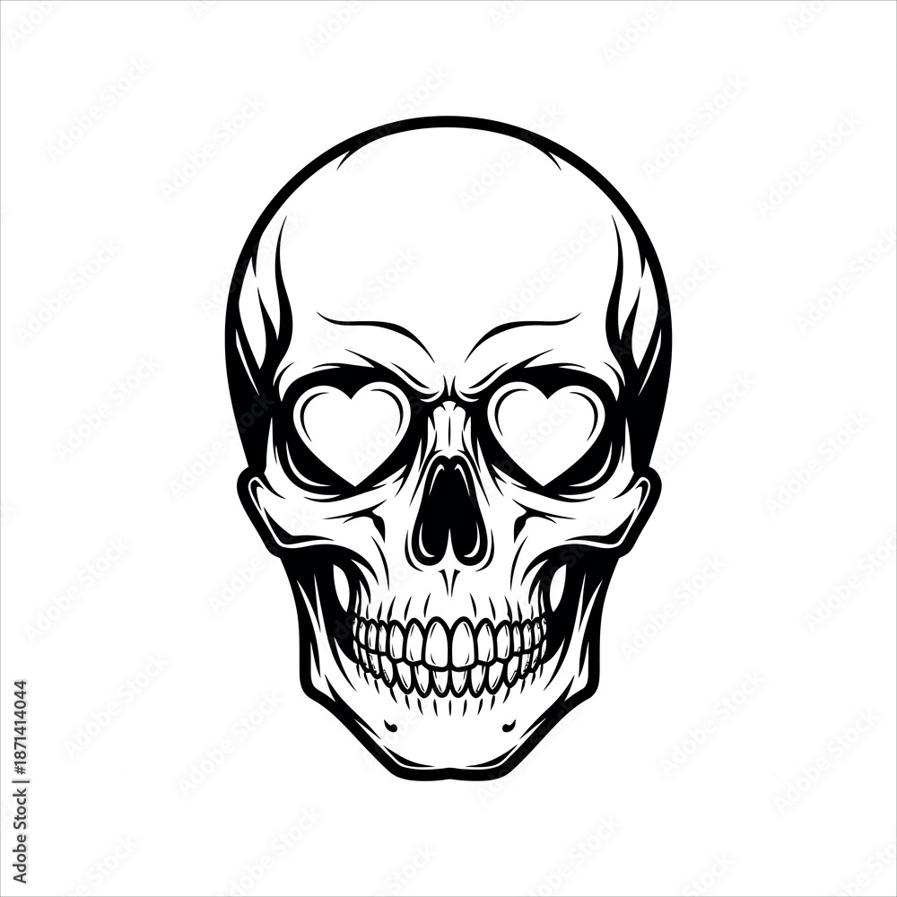 Obraz premium Skull and crossbones human skull vector illustration icon for Valentine's Day design concept 