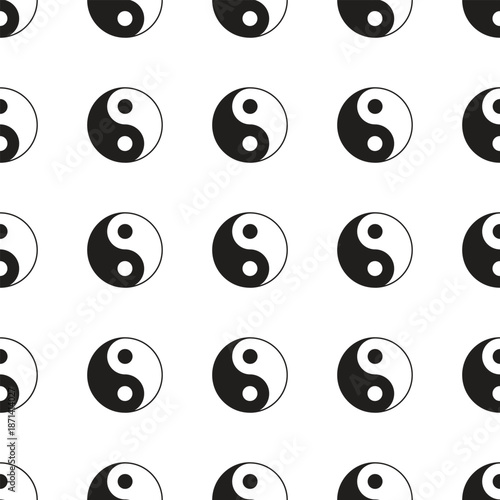 Minimalist Yin Yang Pattern Vector Illustration Modern Zen Symbol, Balance and Harmony Concept, Seamless Abstract Design, Spiritual Aesthetic, Trendy Geometric Art for Branding and Wallpapers