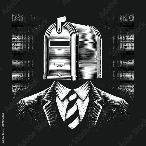 Mailbox Head: A Conceptual Illustration of Communication and Identity.