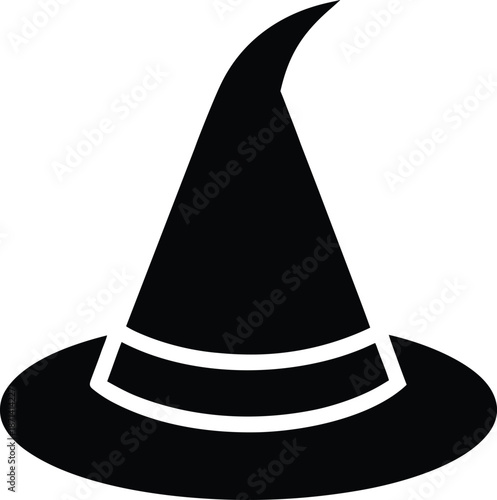 Pointed Wizard Hat silhouette vector art Illustration