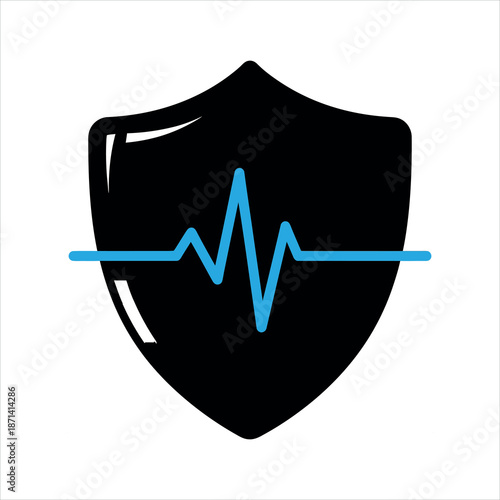 Health Protection Shield Icon Flat Vector Illustration for Medical Safety Design