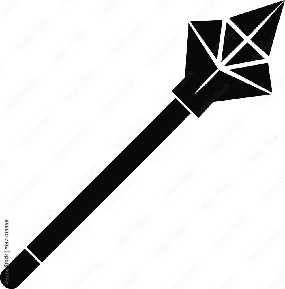 Naklejka premium Wand with Glowing Crystal silhouette vector art Illustration