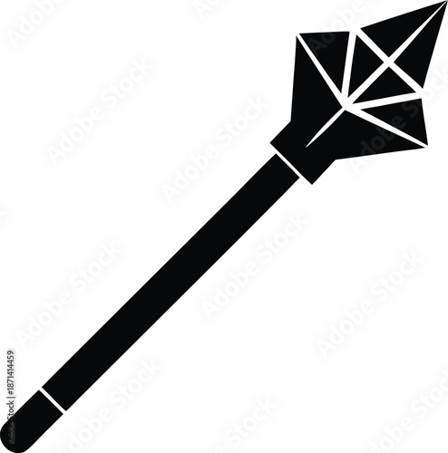 Wand with Glowing Crystal silhouette vector art Illustration