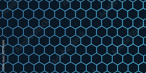 Vector abstract blue light hexagon line background. Technology polygonal concept.