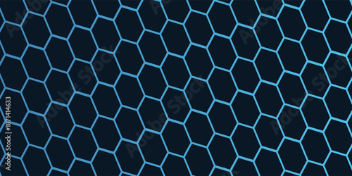 Vector abstract blue light hexagon line background. Technology polygonal concept.