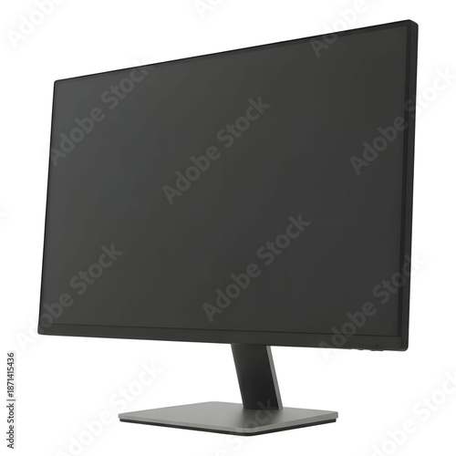 A sleek Dell computer monitor sits on a stand against a white background.