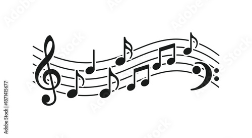 A visual representation of musical notes and staves showcasing elements of musical composition