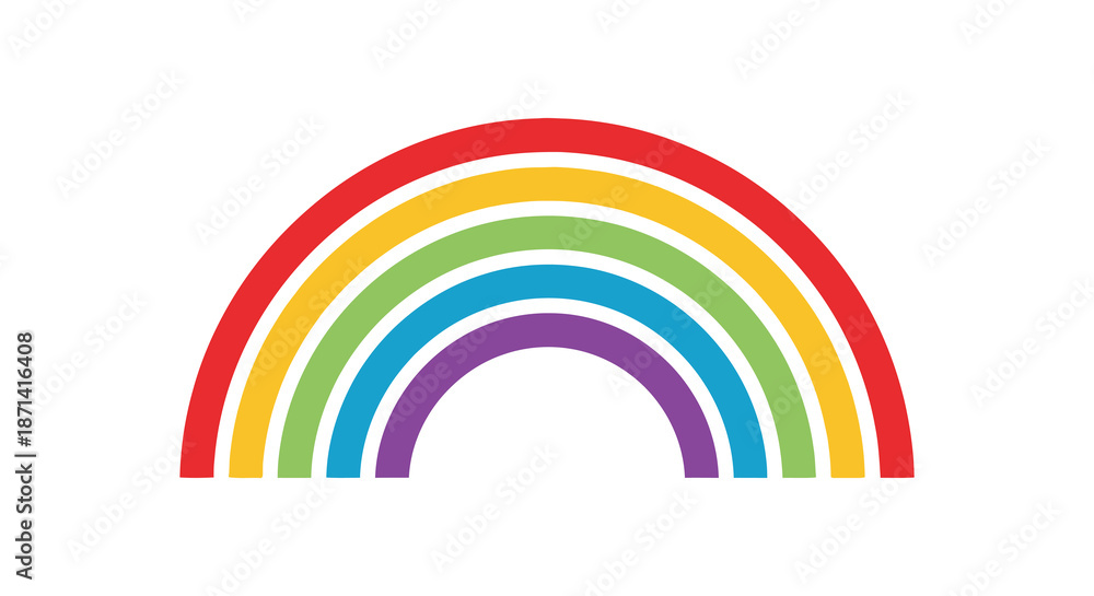 Fototapeta premium A vibrant and colorful rainbow arching across a white background symbolizing hope and positivity