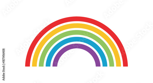 A vibrant and colorful rainbow arching across a white background symbolizing hope and positivity