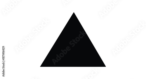 A simple graphic illustration depicting a solid black equilateral triangle on a white background