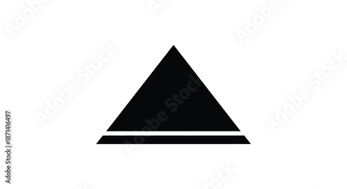 A simple graphic illustration of a solid black triangle resting on a horizontal line