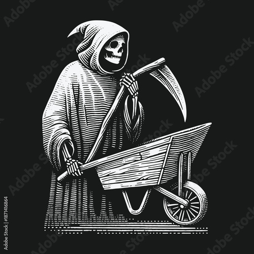 Grim Reapers Labor: A Symbolic Depiction of Mortality and Toil.