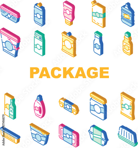 Package For Product Collection Icons Set Vector