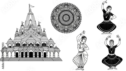 Vector illustration of a girl holding a ball and a beautiful bouquet of flowers