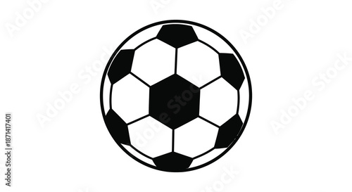 A classic black and white soccer ball illustration showcasing the iconic pentagonal and hexagonal pattern design