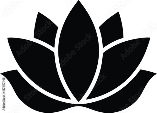 Lotus Flower Sacred Symbol silhouette vector art illustration, black and white design