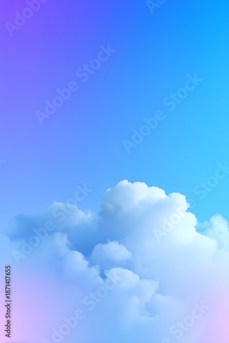 Soft, fluffy clouds float in a vibrant blue and purple gradient sky, providing a calming ambiance and ample copy space for design projects and creative applications