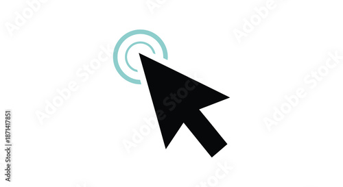 A simple illustration displays a black arrow cursor pointing with a teal circular highlight