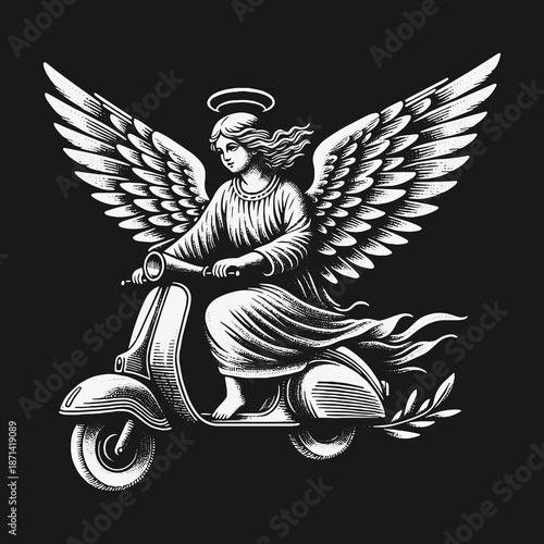 Angel on a Scooter: A Whimsical Journey Through the City.