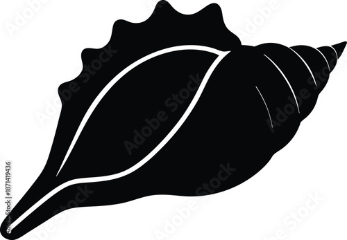 Conch shell shankha silhouette vector art illustration and minimal black and white design