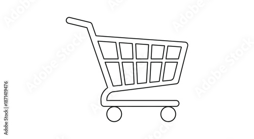 A simple outline of a shopping cart icon showcasing retail and consumerism concepts clearly
