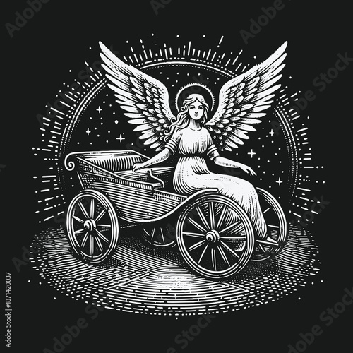 Angel in Chariot: A Celestial Journey Through the Stars.