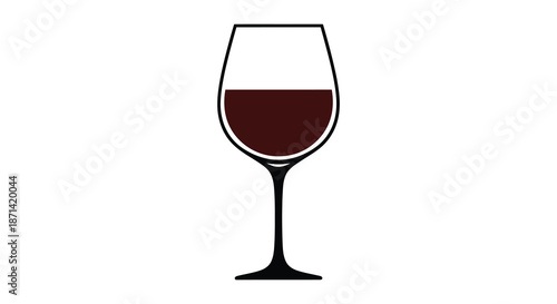 A simple illustration depicts a filled wine glass with a dark red liquid inside