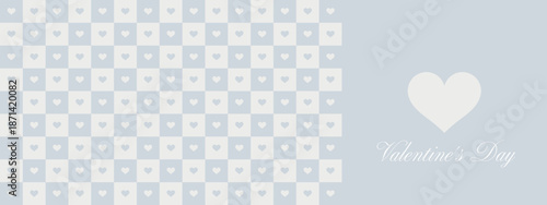 Valentine's Day banner with copy space, pink heart checkerboard, Y2K retro promotional background. Seamless pattern.