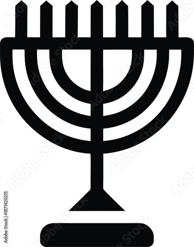 Menorah silhouette vector art illustration and minimal black and white design
