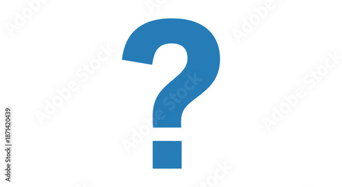 A simple bold blue question mark symbol stands out against a clean bright white background
