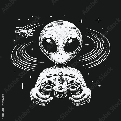 Alien Pilot: Navigating the Cosmos with Drone Technology.