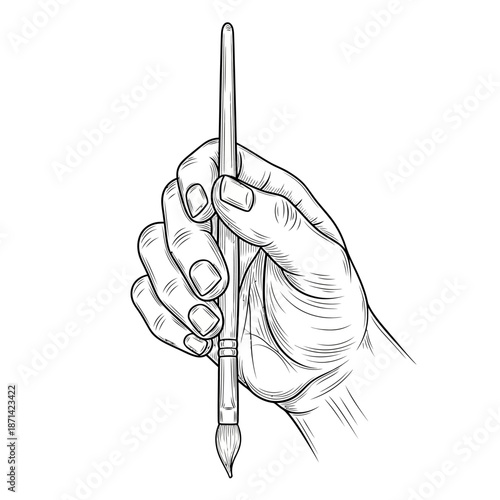 Hand Holding Paintbrush for Creative Artistry