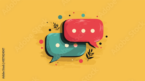 Communication icons representing chat bubbles with dots indicating conversation or messages in a stylized manner, perfect for digital platforms