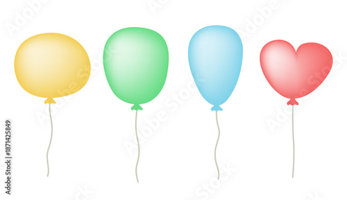 Balloons set. Cartoon balloons isolated on white background.