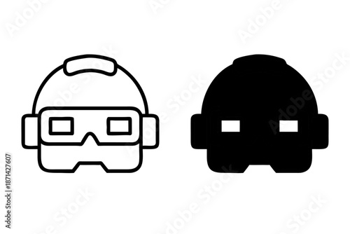 VR headset icons in black and white for tech designs