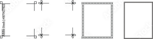 Set of Decorative seamless ornamental border with corner. Collection Frame border line page vector vintage simple