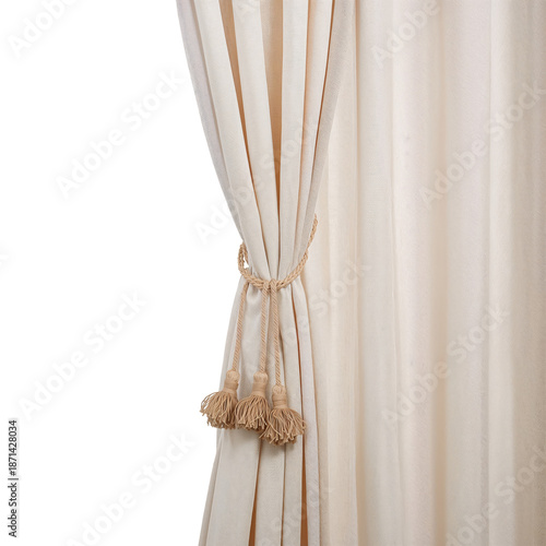 Curtain Draped and Secured With Tieback in a Bright Indoor Space During Daytime