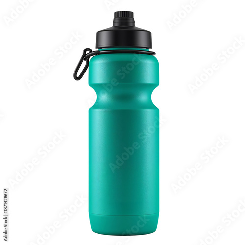 Bright Turquoise Water Bottle on a White Background for Hydration Needs on th...