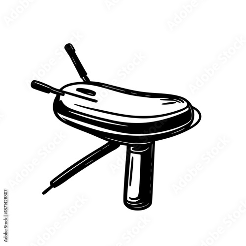 Minimalist At-Home IPL Laser Hair Removal Device Line Art Illustrating Modern Beauty Tech, Clean Vector on White Background