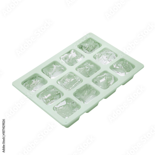 Ice Tray Filled With Ice Cubes in a Kitchen Setting on a Warm Day