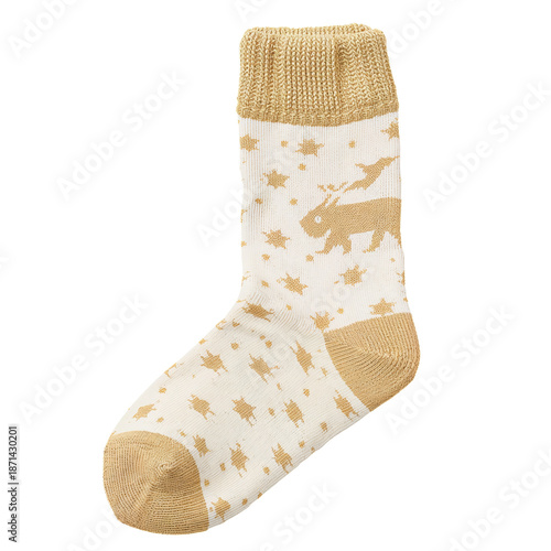 Socks With Rabbit Design on White Background in a Simple Indoor Setting Durin...