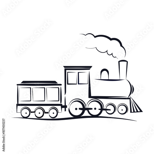A charming silhouette of a classic toy train with a puff of steam, perfect for holiday greetings and childhood memories.