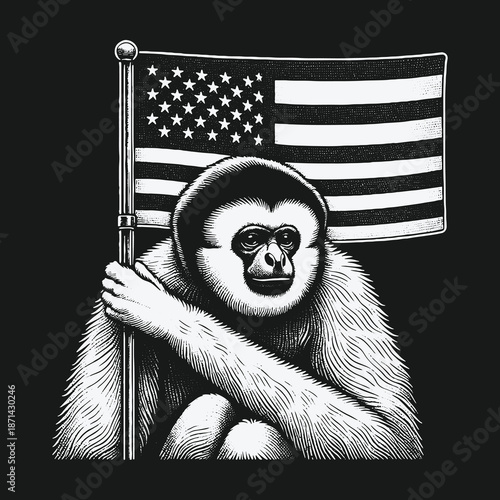 Patriotic Gibbon: A Symbol of Freedom and National Pride.