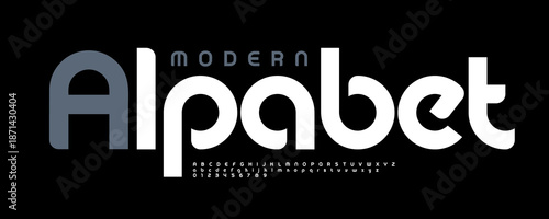 Modern Font Logo Alphabet Geometric Letter Set Creative Typography, Tech Sport Game Typographic Design for Music Poster Headline, Digital Futuristic Type Logotype, Sans Serif Fonts. Vector Typeface