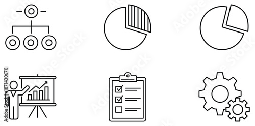Business and Data Icons: A collection of meticulously crafted icons, each representing a crucial facet of business, data analysis, and strategic planning, presented in a clean, minimalist style.
