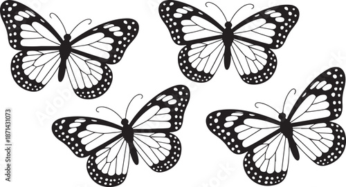 Monarch Butterfly Nature Silhouette Collection