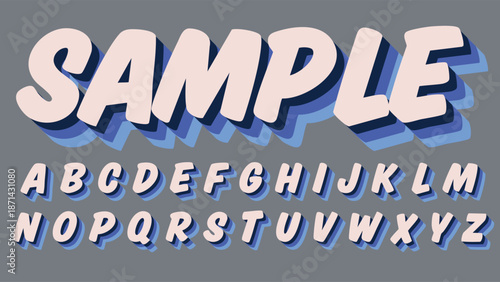 Soft Blue Motion Brush Cartoon Text Effect